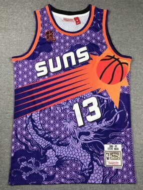 Steve Nash #13 Phoenix Suns Basketball Jersey - Purple Dragon Graphic